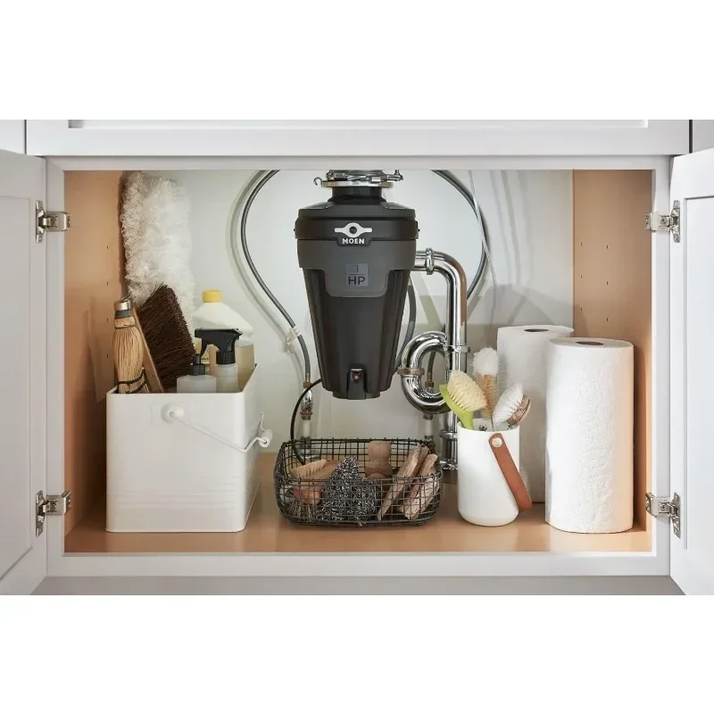 Moen シェフ シリーズ 1 HP 連続フィード ライト付きゴミ捨て機 サウンドリダクション付き シンク下用 電源コード付属 EXL100C