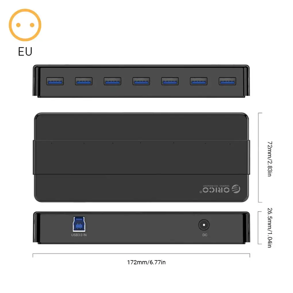 ORICO USB HUB 7/4 Port USB 3.0 Desktop HUB High Speed with 12V Power Adapter USB Splitter for Computer