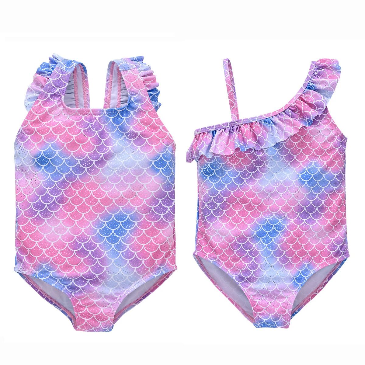 

1-6Y Infant Baby Girls Swimwear Pink Mermaid Ruffle Straps Bathing Suit Kids Child One Piece Swimsuit Beach Wear Sleeveless