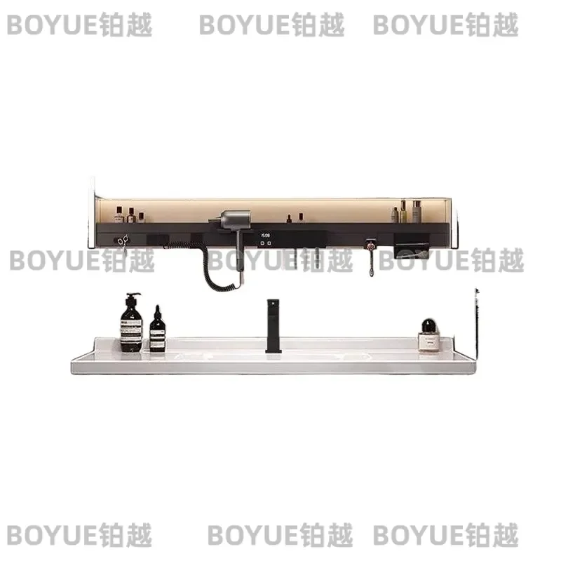 Modern Light Luxury Ceramic Integrated Basin Bathroom Vanity Cabinet Smart Sensor Faucet Washbasin Combo Minimalist Face Sink