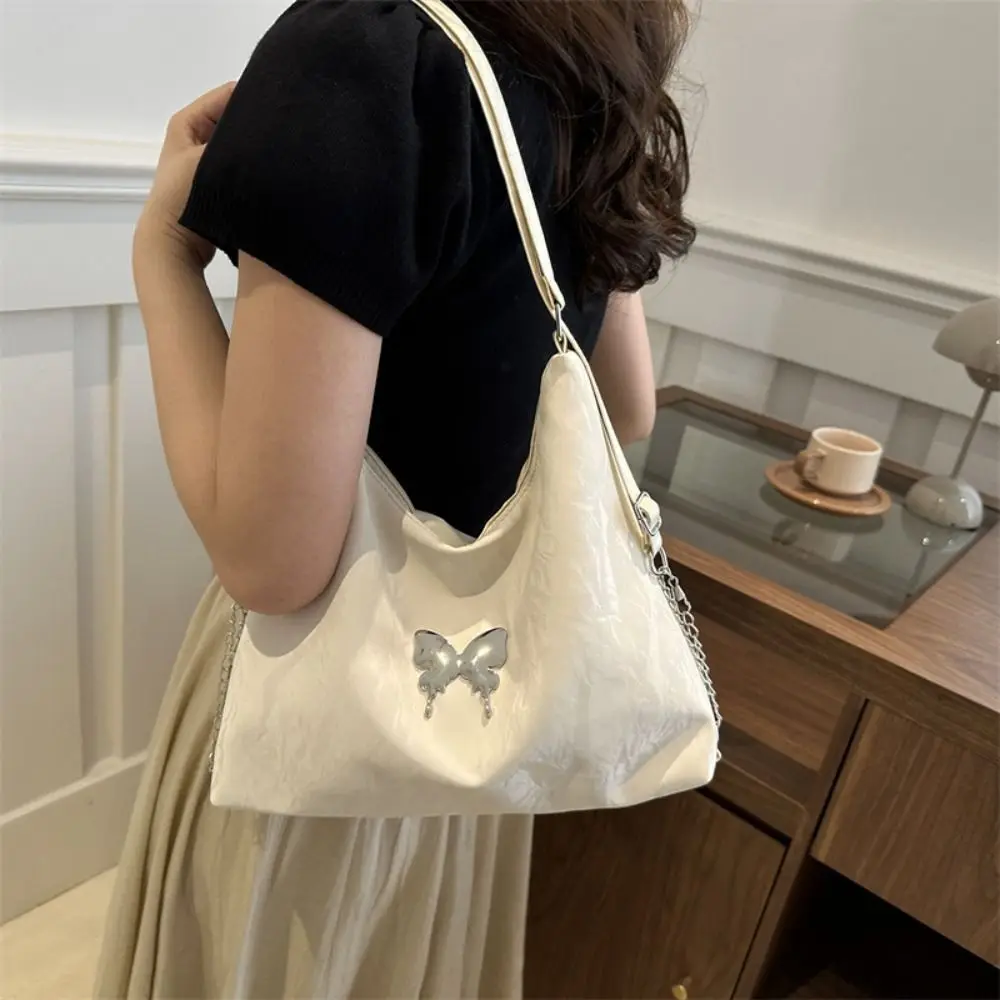 

Simple Tote Bag Butterfly PU Backpack Brown Shoulder Bag Solid Color Shoulder Bag Handbag Small Pack Retro Crossbody Bag Gift