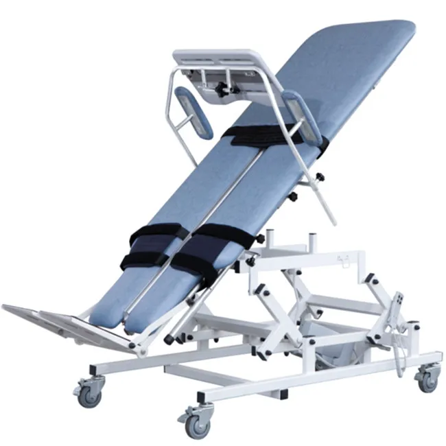 Medcail Electric Standing Tilt Table-Physical Therapy Bed for Stroke Hemiplegia Patients Artificial Leather Steel ISO13485