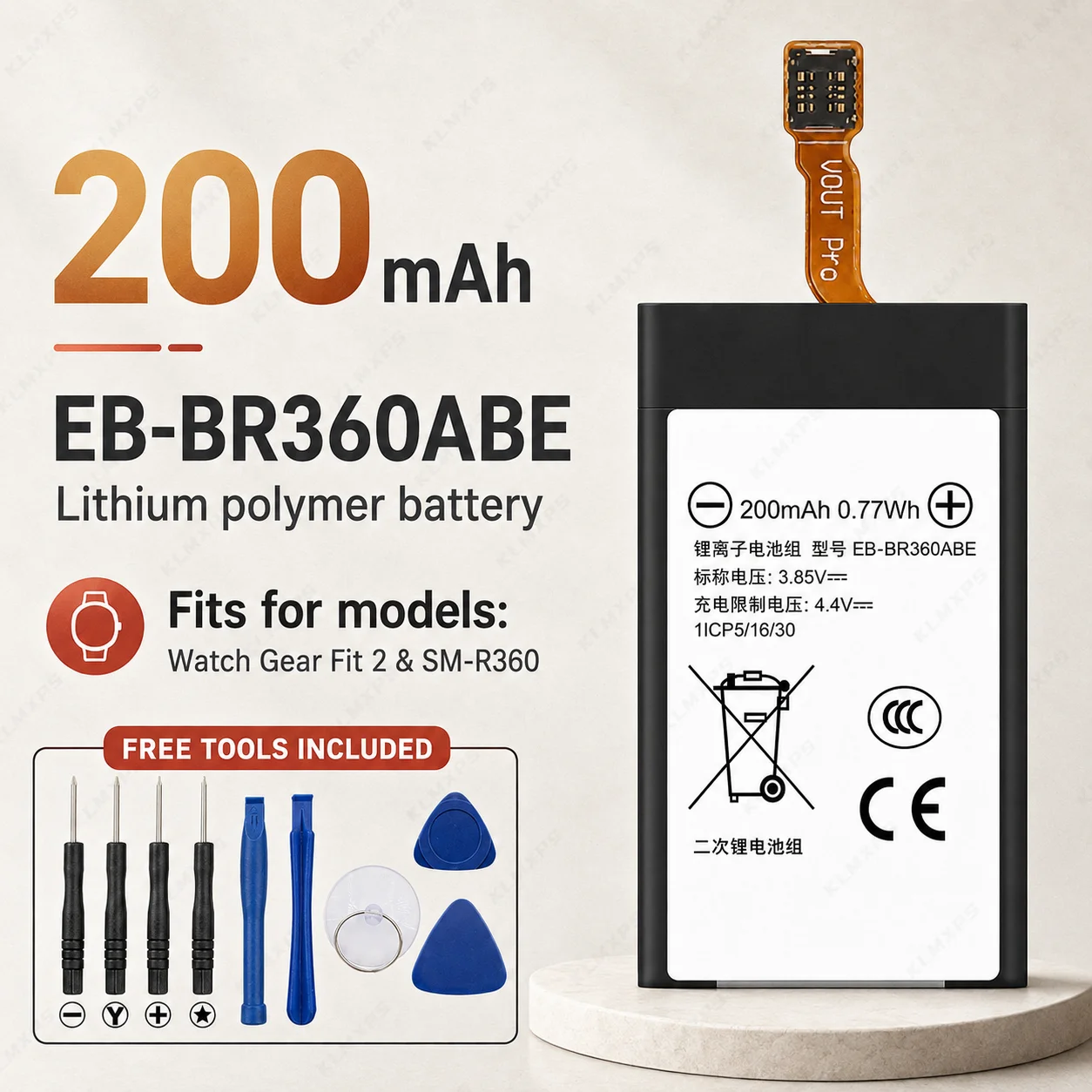 EB-BR730ABE EB-BR630ABY EB-BR360ABE EB-BR365ABE Battery for Samsung Gear S2 3G Gear Fit 2 Pro Buds 3 Pro +Tools