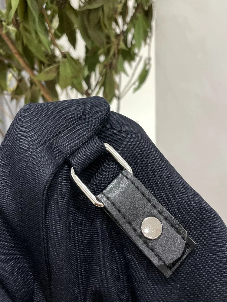 Noxiao La أصيلة ربيع 2025 ort Box ape Jaet ماركة KP جلد أزرق للتنقل Sle مزيج صوف بوليستر طويل Sve