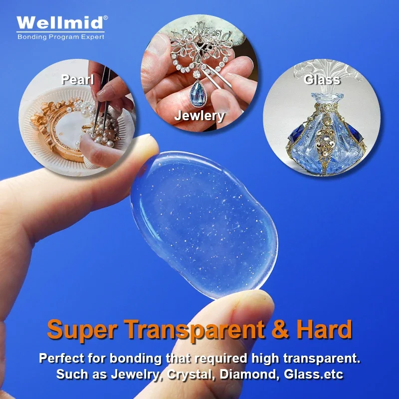 Sieradenlijm WELLMID 2010, transparant en snel hechtend van sieraden, diamanten, kristallen, glas, doe-het-zelf, hechtreparatie, AB-epoxylijm