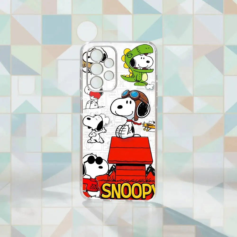 O-l Snoopy-y Phone Case Transparent Silicone Soft For Samsung S25,S24,S21,S22,S23,S30,Ultra,S20,Plus,Fe