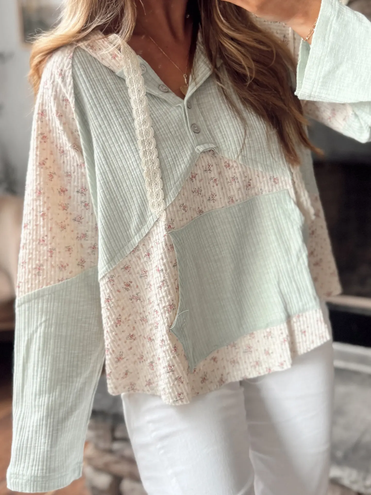 DearLover  Floral Long Sleeve T-Shirt Women's Loose Hoodie Pullover Autumn New Style Color Block Casual Fashion T-Shirt