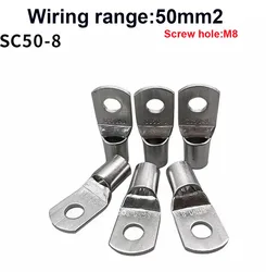 10PCS 20PCS 30pcs/Lot SC 50-8 50mm2 8mm Bolt Hole Tinned Copper Cable lugs Battery Terminals Brand New
