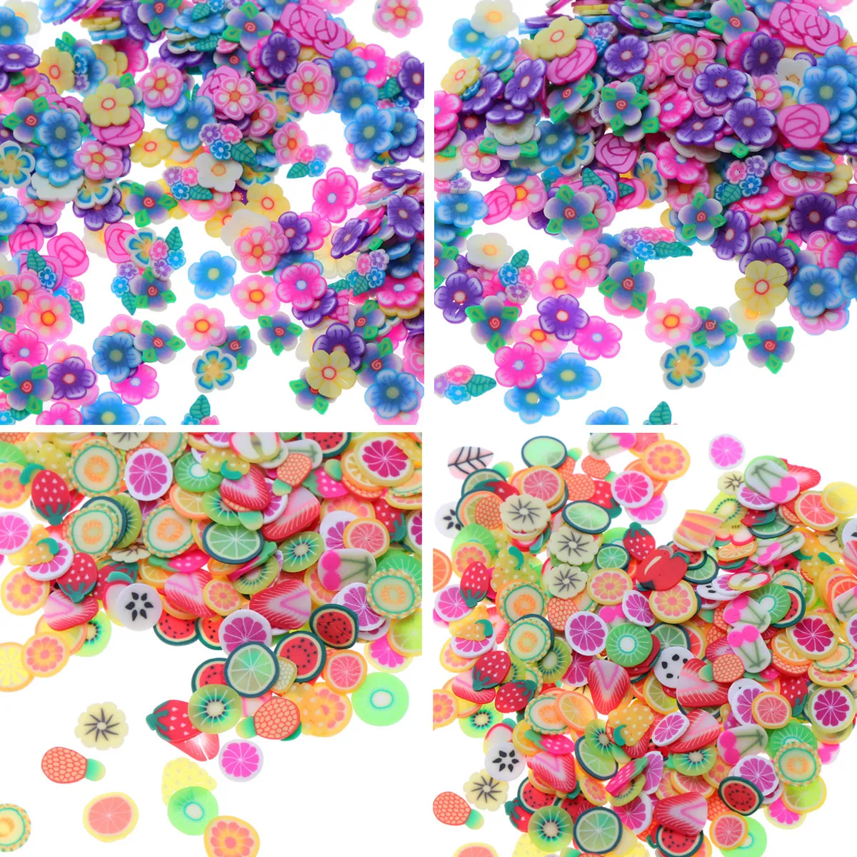3Packs Nail Art Decoration Fruit Flower Leaves Vibrant Colors Fruit Slices for Nail Clay DIY Crafts Creative Use