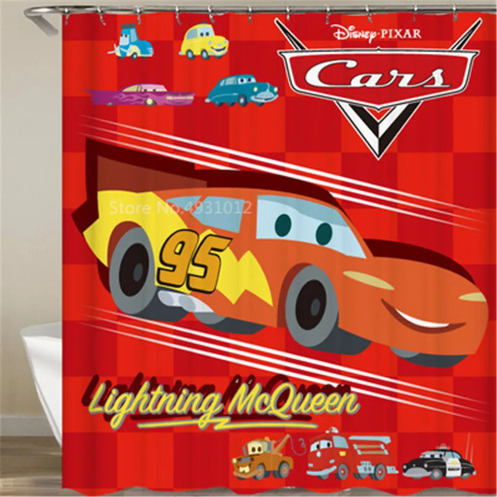 

Anime Lightning Mc Queen Cars Bath Curtain Waterproof Shower Curtains Cartoon Screen Bath Drapes for Bathroom Decoration