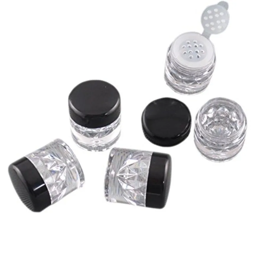 5 Pcs Luxury Empty Plastic Mini Makeup Loose Powder Box Cosmetic Eyeshow Powder Bottles Container Concealer Powder Sifter Jar W