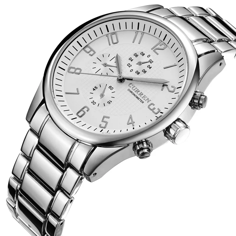 ساعة كورين 8046 للرجال كوارتز مقاومة للماء وحزام فولاذي للأعمال للرجال