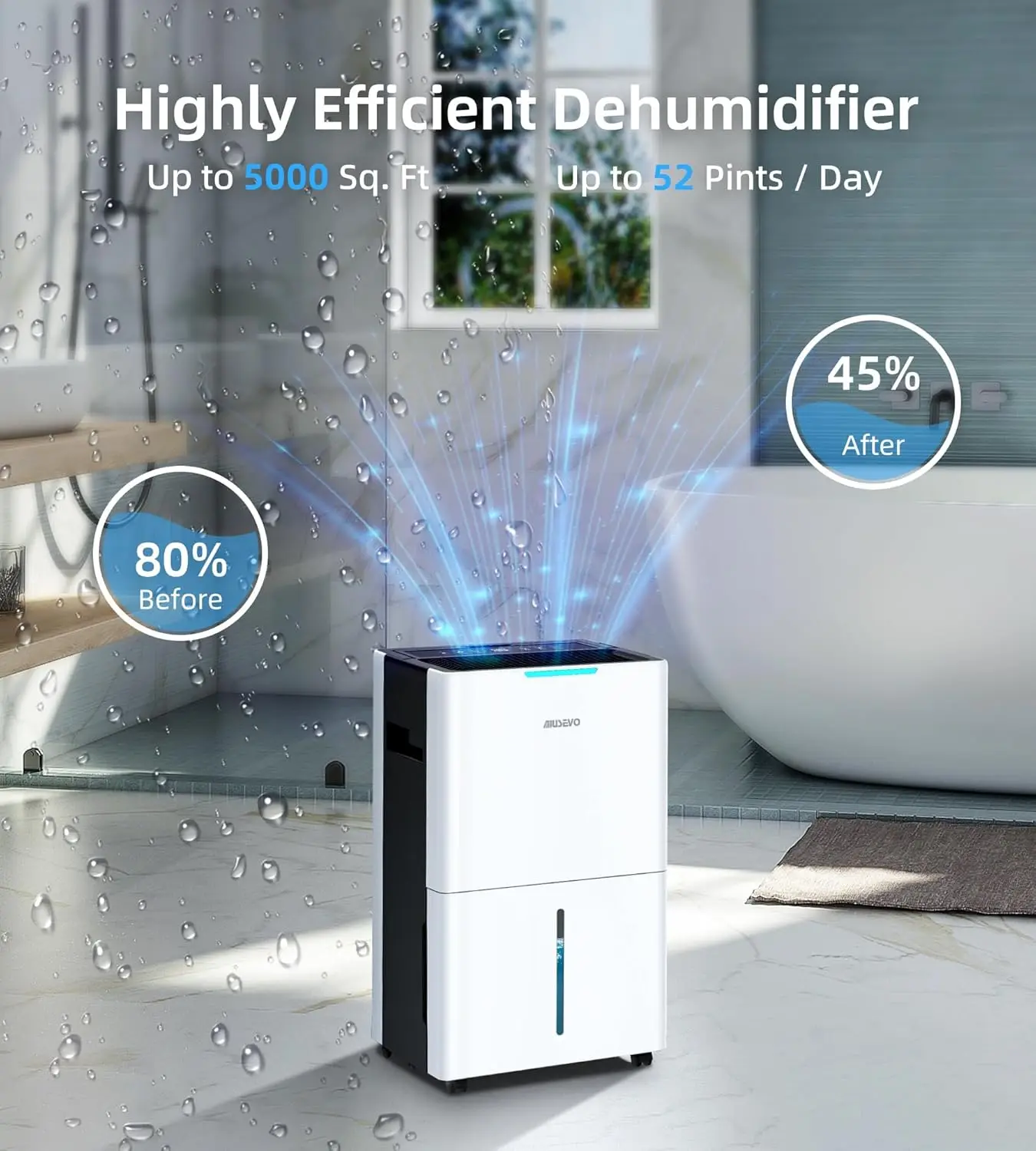 Dehumidifier for Basements and Home, Aiusevo 52 Pint Dehumidifiers with Drain Hose Ideal for Large Room, Bedroom,