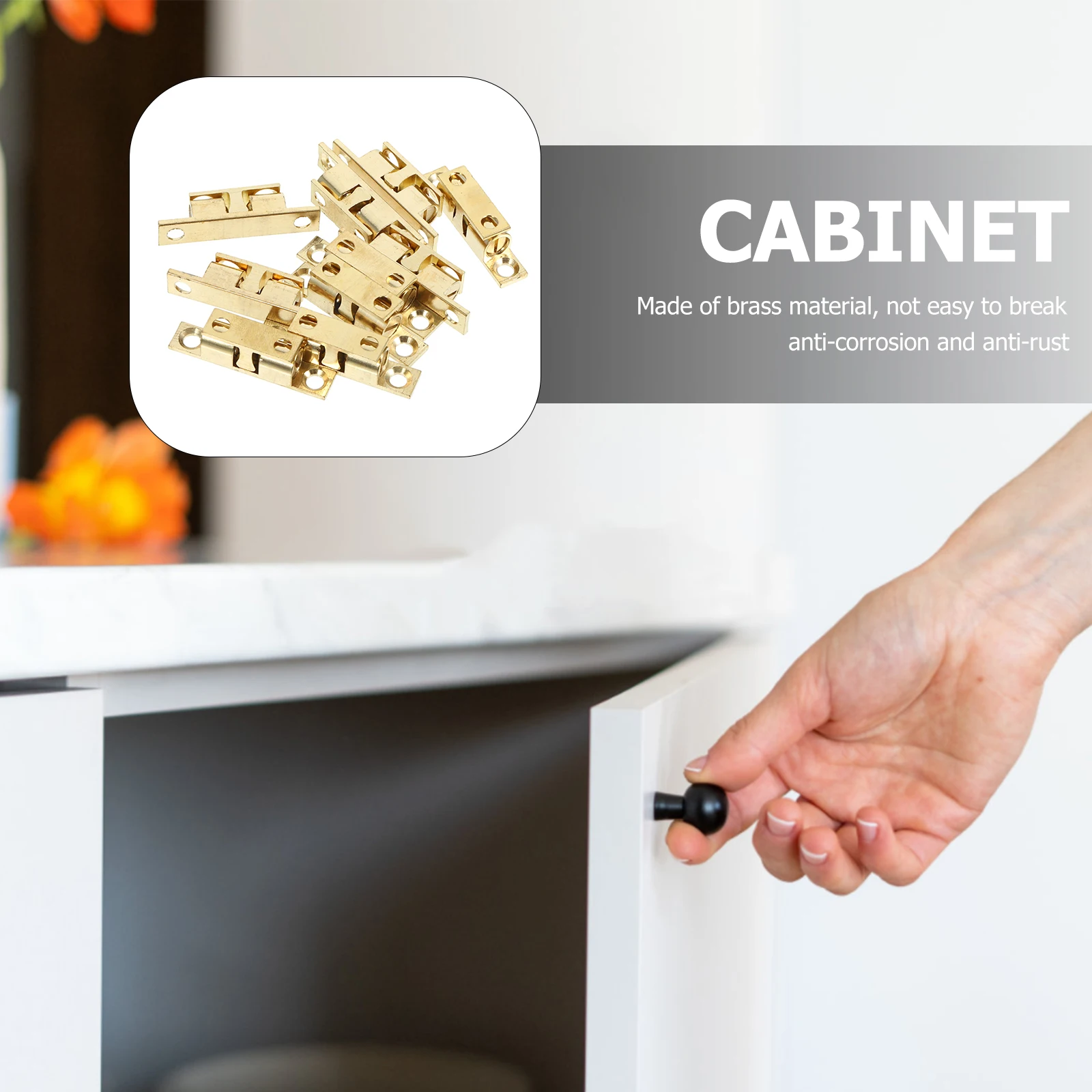 

10Pcs Copper Ball Catch 40mm Durable Brass Furniture Accessory Rustproof Adjustable Tension Latch for Cabinets Doors Drawers