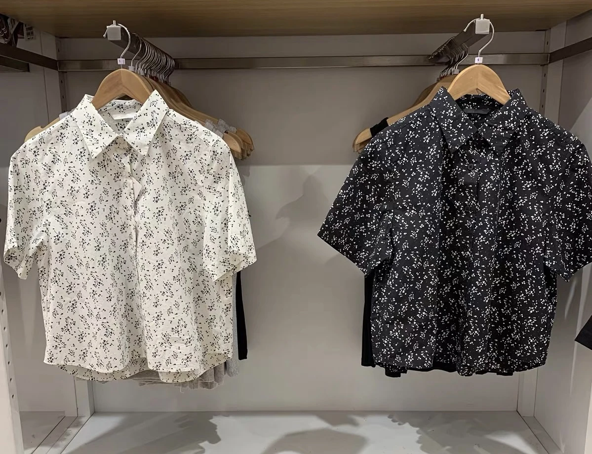 

UMIQIO Casual Floral Print ort Sve irt Collared Versatile Top Women's Faion Commute Sle Loose Fit Regular Length