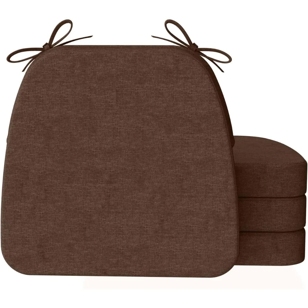 

aaaaacessories d-shaped chair cushions, 2" thick dining chair pads with ties and removable, machine-washable cover, 17" x 16", s