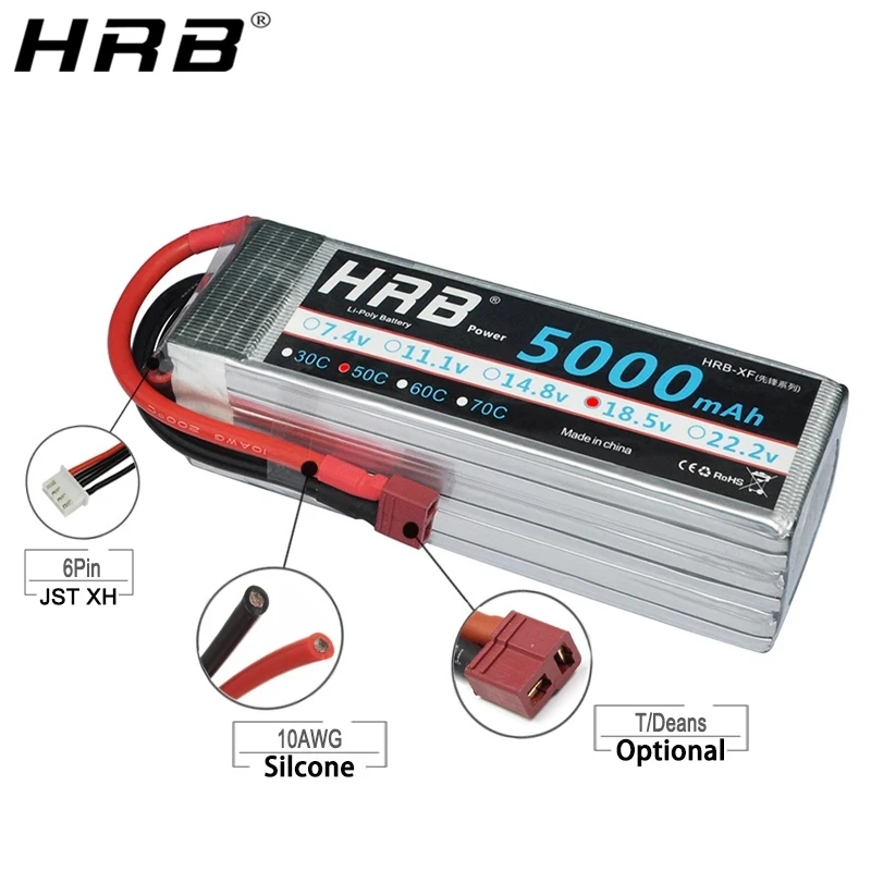 

HRB 5S 18,5 В Lipo Батарея 5000 мАч 50C XT90 EC5 XT60 T Deans XT90-S Женский Для RC Квадрокоптера Гоночные Самолеты Автомобиль Грузовик 500 Запчасти