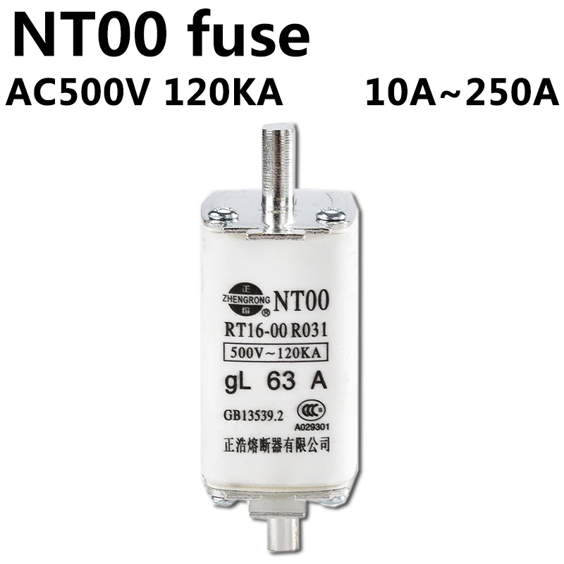 

Fuse core RT16-00 NT00 AC500V 120KA 10A 20A 25A 32A 50A 63A 80A 100A 125A 160A 200A 250A Ceramic resistance fuse