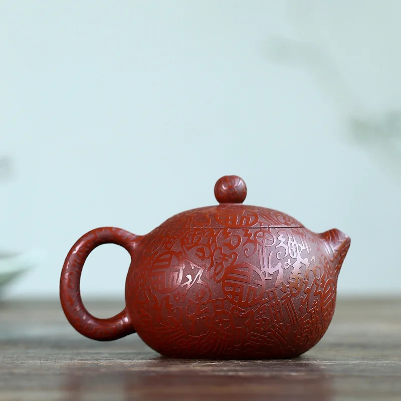 

Yixing raw ore Dahongpao purple clay teapot, handmade by renowned master Baifu Xishi teapot, home brewed tea set