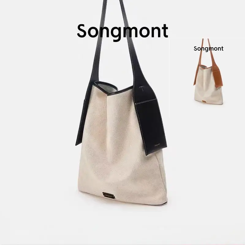 

Холщовая большая сумка Songmont — большая покупка в стиле отпуска, дизайнерская сумка через плечо большой вместимости