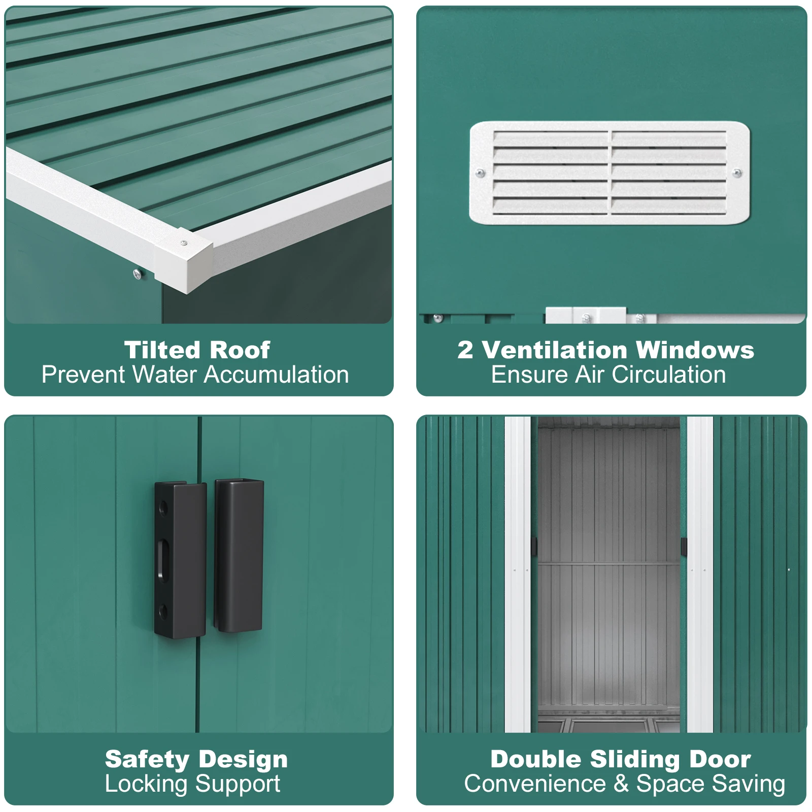 4X8 FT/4X6 FT المعادن حديقة سقيفة تخزين أداة سقيفة الفناء الخلفي تخزين أداة غرفة تخزين الغرفة #5