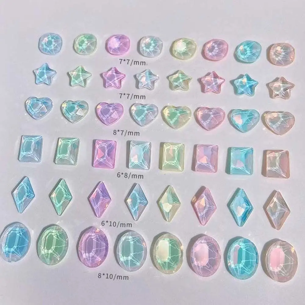 Aurora decorações decorações de unhas macaroon cor rhombic jóias de unhas amor coração estrelas acessórios de unhas salão de beleza