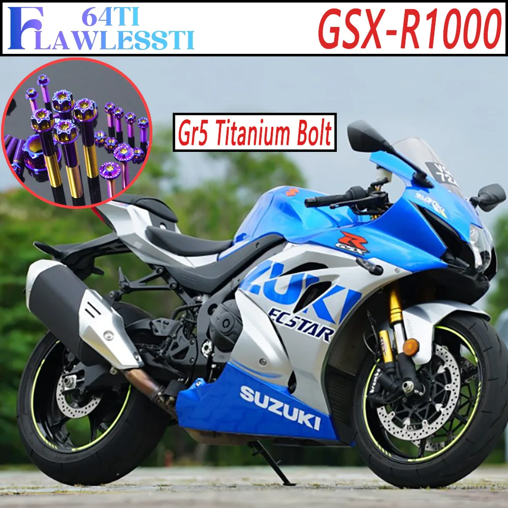 FLAWLESSTI Gr5 Titanium Bolt Magneto Clutch Cover Windshield Oil Tank Brake Disc Bolt Yoke Nut For Suzuki GSX-R1000 2017-2025