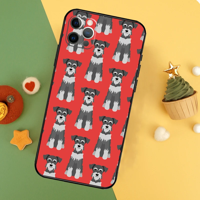 Cartoon Schnauzer Dog Funda For iPhone 11 12 13 14 16 15 Pro Max Mini XS Max X XR SE2 7 8 14 16 15 Plus Phone Case