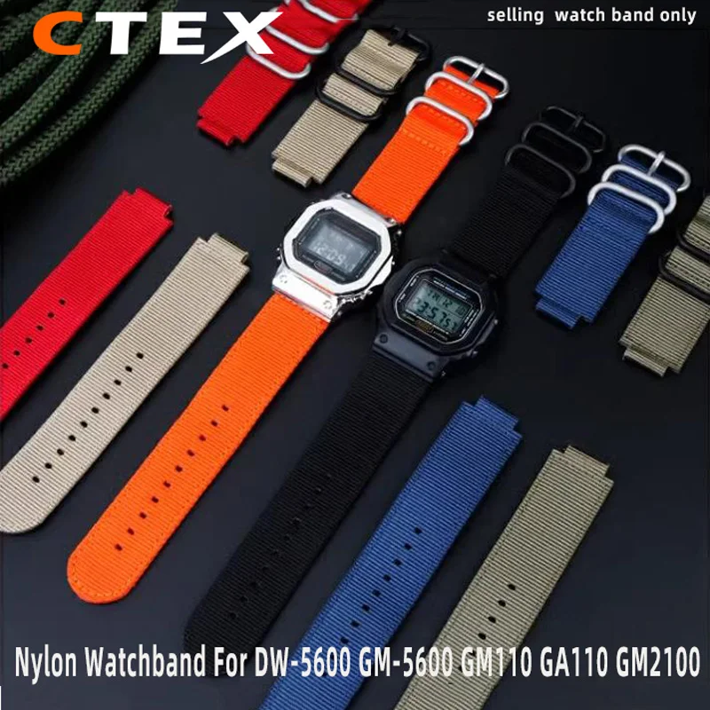 DW5600 gelang jam nilon untuk G-SHOCK, Casio GW6900 DW-5600 GW-B5600 GA-110 tali jam tahan air olahraga luar ruangan