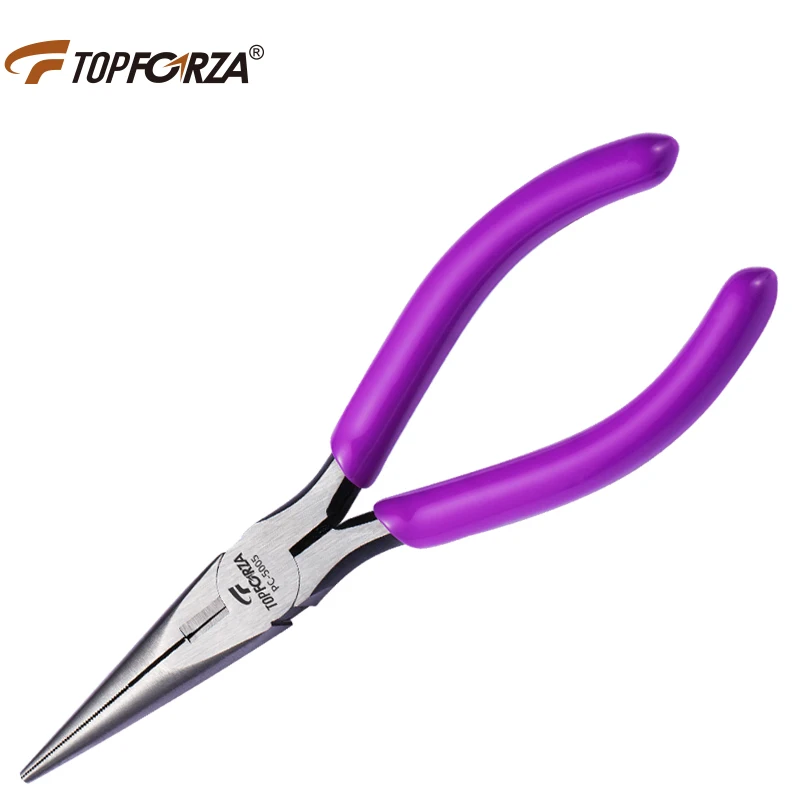 

Topforza Serrated Jaw Long Nose Pliers with Wire Cutter High Carbon Steel Needle-nose Nippers Electrical Clamp Hand Tools