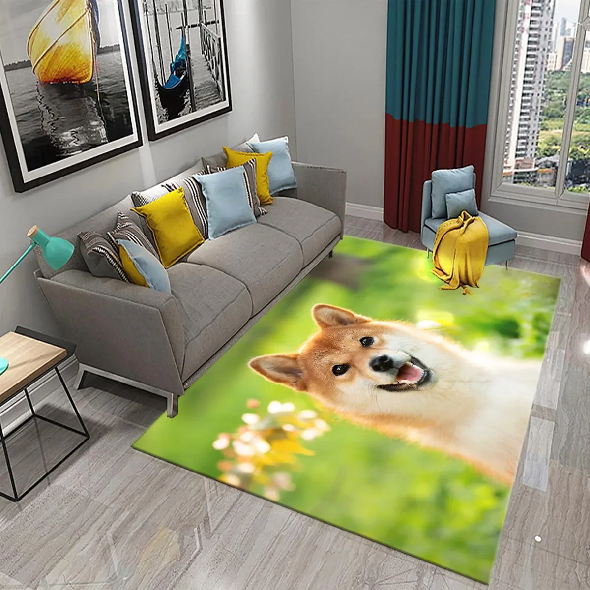 Cute Shiba Inu Carpet Lovely Dog Rugs for Bathroom Entrance Non-slip Doormat Bedroom Living Room Decor Area Mat Welcome Carpet