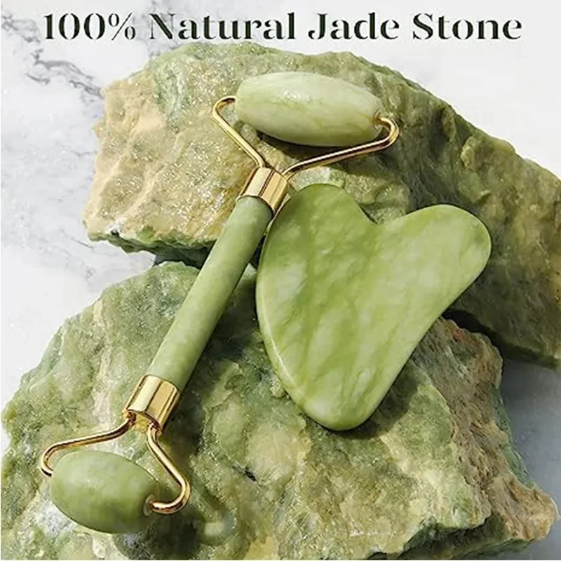 1PCS Jade Roller Gua Sha 100% Natural Stone Gouache Scraper Massage Facial Skin Care Yoni Egg Muscle Massage Body SPA Anti-Aging