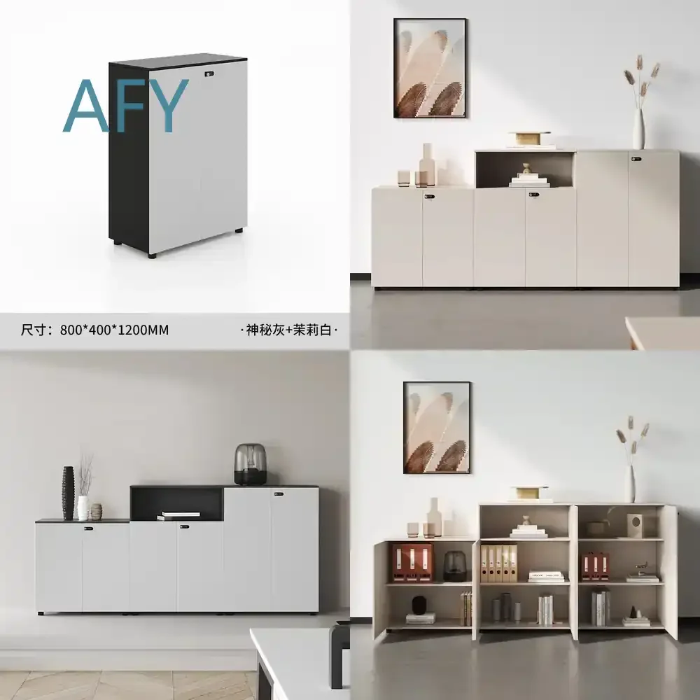 Armoire de classement de bureau en bois à faible hauteur avec serrure à code pour le stockage de données et de documents