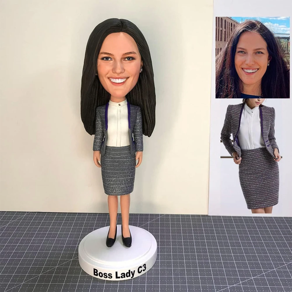 Lady Boss Custom Bobble-Heads Figurine Customized Doll,Girls Bobble Head Figures Handmade Personalized Sculpture