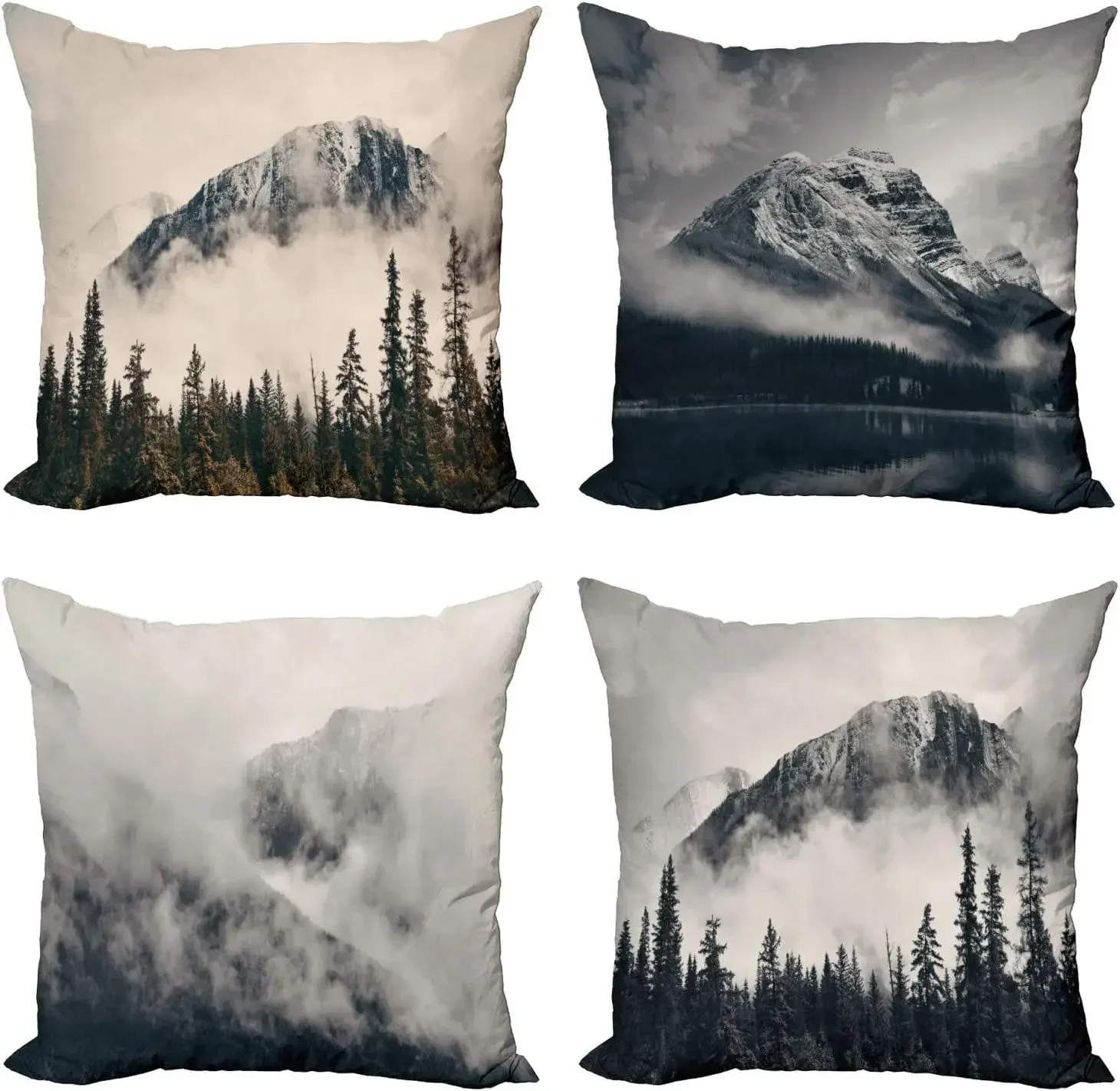 Pillow Cover Fog Peak Hills Wild Nature, Modern Single-Sided Digital Printing 45x45cm pillow covers decorative