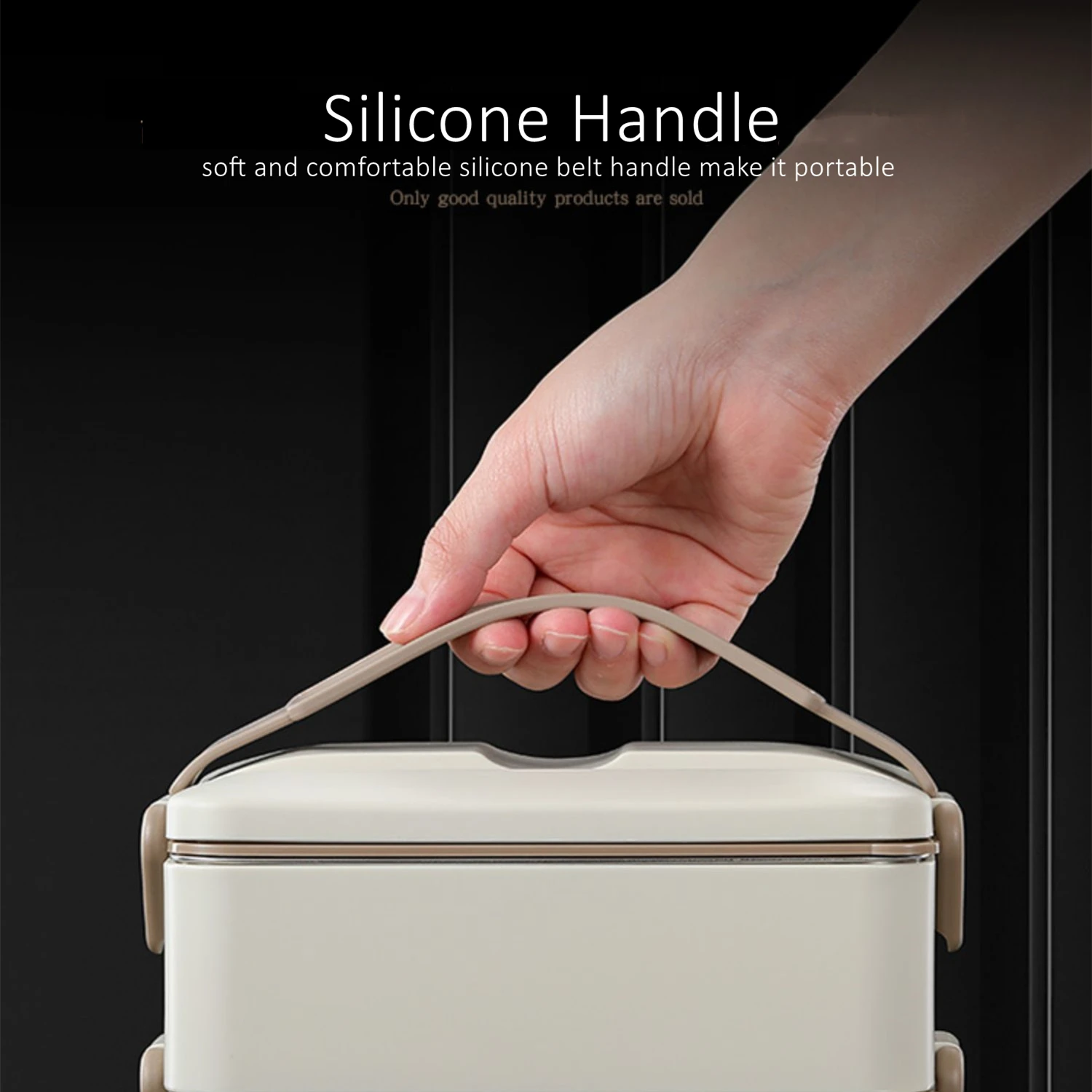 LFGB Certification Microwavable 304 Stainless Steel Bento Box with PP Shell and Silicone Handle Portable 2 Layer Lunch Box