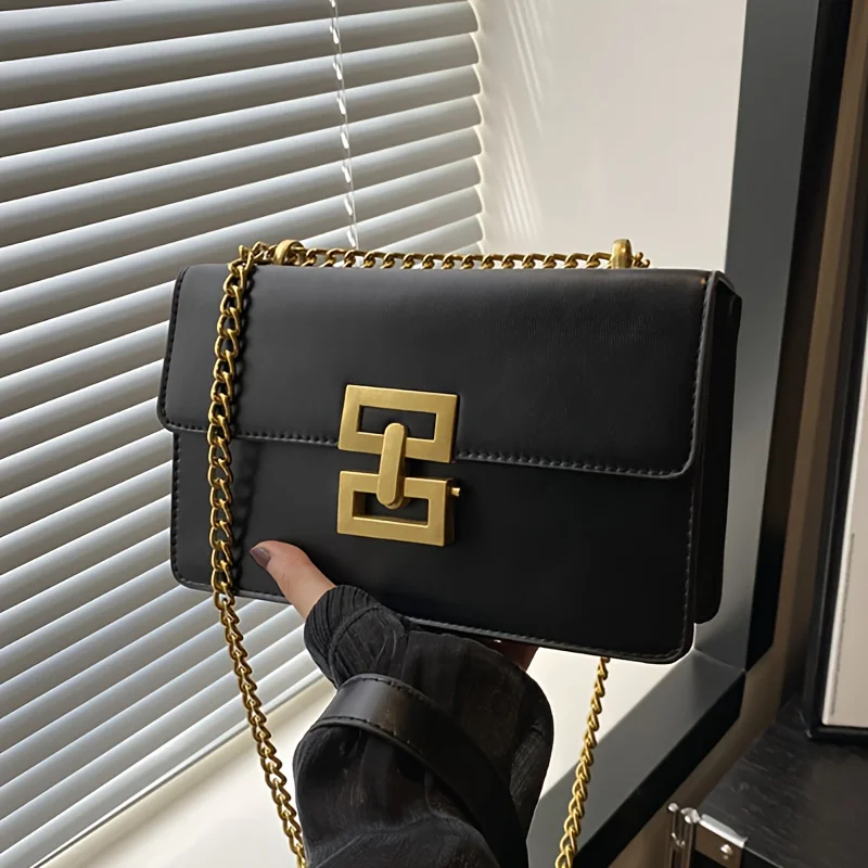 Women's New Moon Bag, Retro Chain, Large Capacity Small Square Bag, Fashionable and Versatile Pu Leather Shoulder Bag, Crossbody Bag