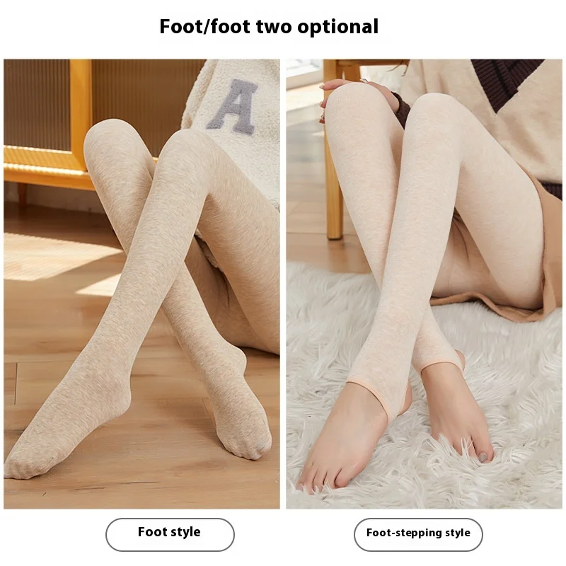 جوارب طويلة للأمومة قطنية قابلة للتعديل ، شريط عمودي ، مبطن ، إصبع دافئ ، قاع سميك ، الخريف والشتاء #4