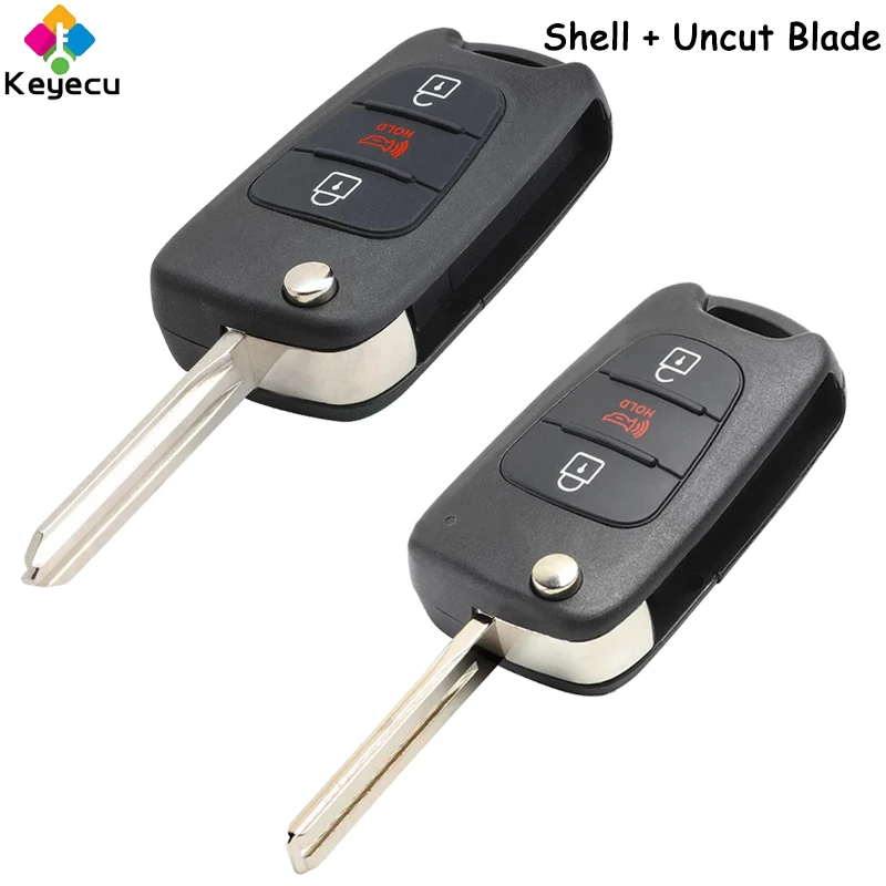 

KEYECU Flip Folding Remote Control Car Key Shell Case Cover With 2+1 3 Buttons for Kia Rio Soul Fob NYOSEKSAM11ATX