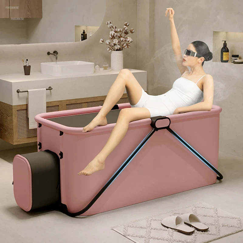 Folding Portable Bathtub Adult Home Full-body Sweat Steam Barrel Free Installation of  Bidet Thickened Adult Bathtub