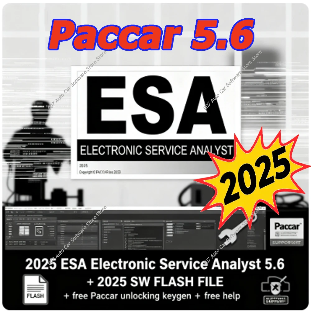 2025 ESA Electronic Service Analyst 5.6 with 2025 SW Flash File Paccar Unlocking Keygen And Free Technical Support