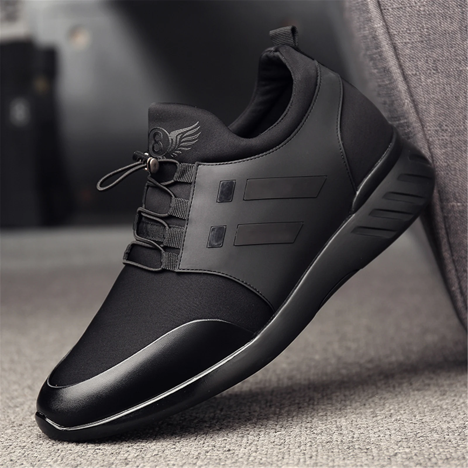 YEWNUW Comfortable Sneakers For Men Running Shoes Elastic Breathable Shoes Monochrome  Casual Shoes