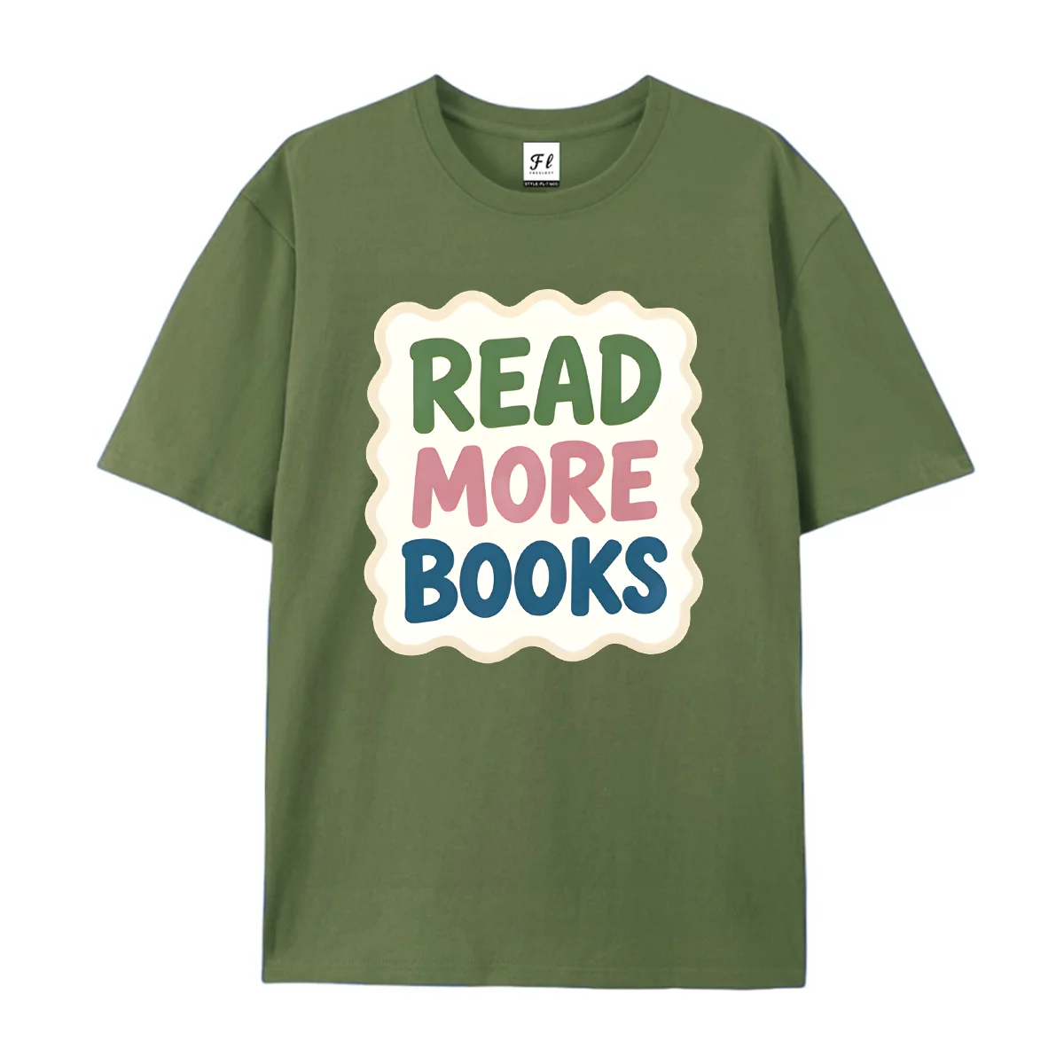 Read More Books Wavy Frame Letter Graphic T Shirt Unisex Casual Short Sleeve Tee Colorful Text Print Loose Summer Tops Gift