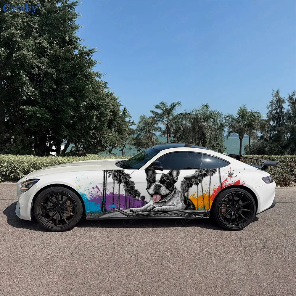 2pcs Orange-Blue Skate Pet, Durable, Fade-resistant, Enhance Vehicle Aesthetics With Bold Artistic Design Car Vinyl Wraps