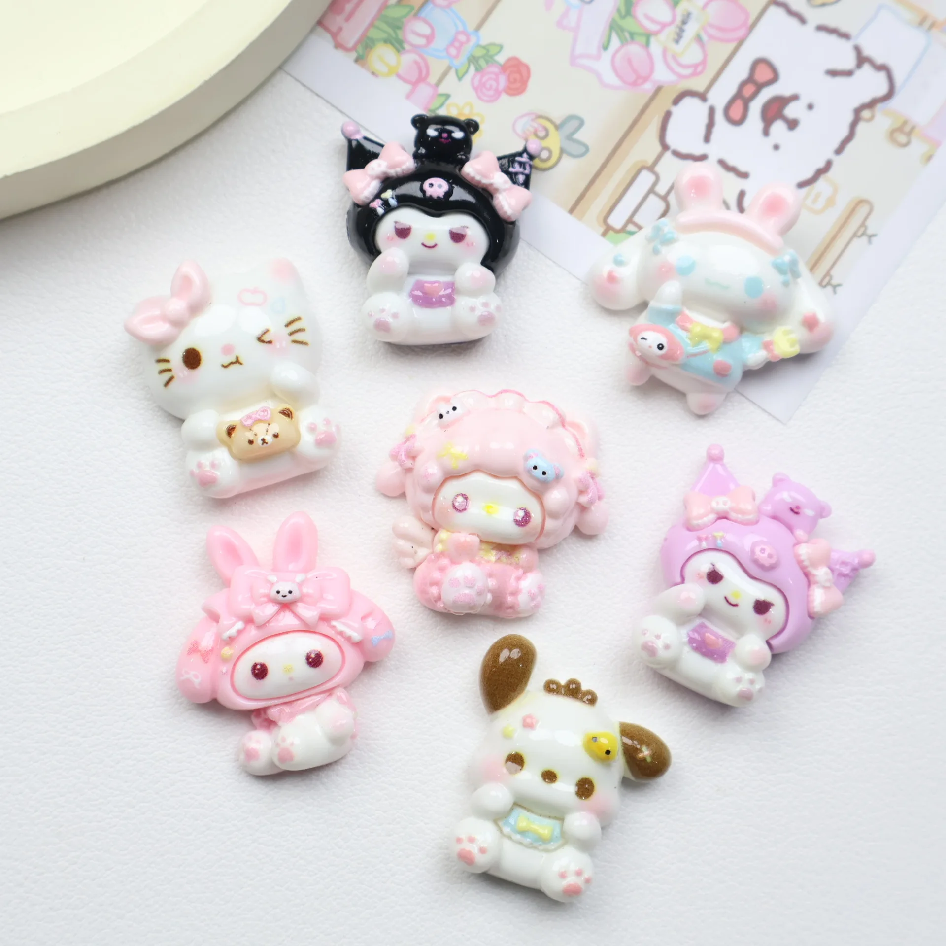 14/140 pièces accessoires en résine de bricolage de bande dessinée, pince à cheveux faite à la main de colle crème mignonne, coque de téléphone, bandeau, pendentif, accessoires de bijoux