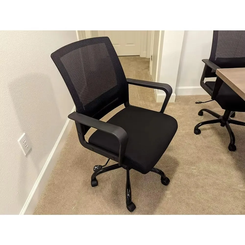 Ergonômico Rolling Mesh Desk Chair, apoio lombar executivo, design giratório ajustável