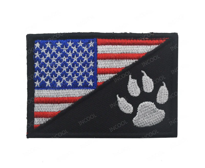 American US Flag Service Dog Thin Blue Line Tactical Combat Military Patches Appliqued Keychain Chevron Embroidered Badge