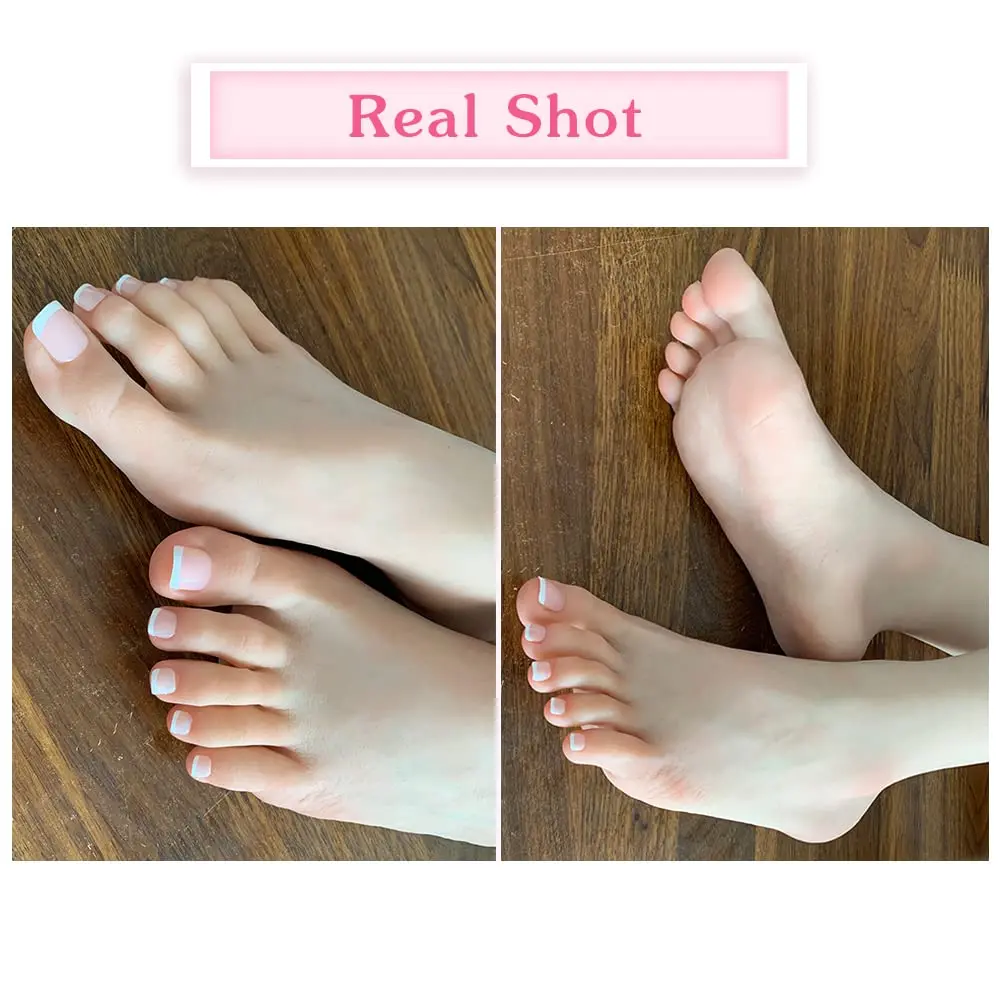 Eyung Realistic Silicone Life Size Female Model Feet Display Jewelry Sandals Socks Art Collection with Nails a Pair of Feet