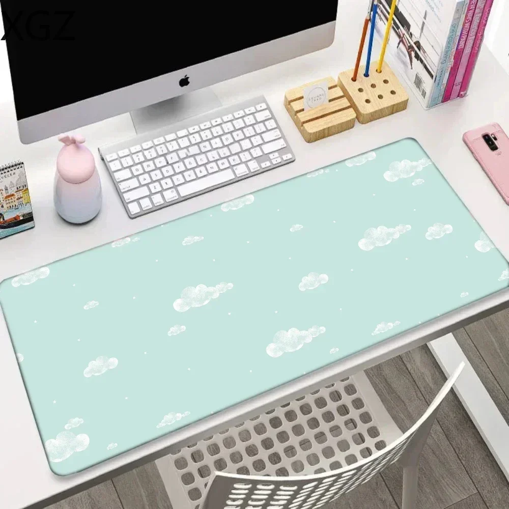 Large Size 40x90cm Pink MousePads Cute Pastel Clouds Deskmats Xs Kawaii Purple Rugs Mice Table Pad Extended Gaming Keyboard Mats