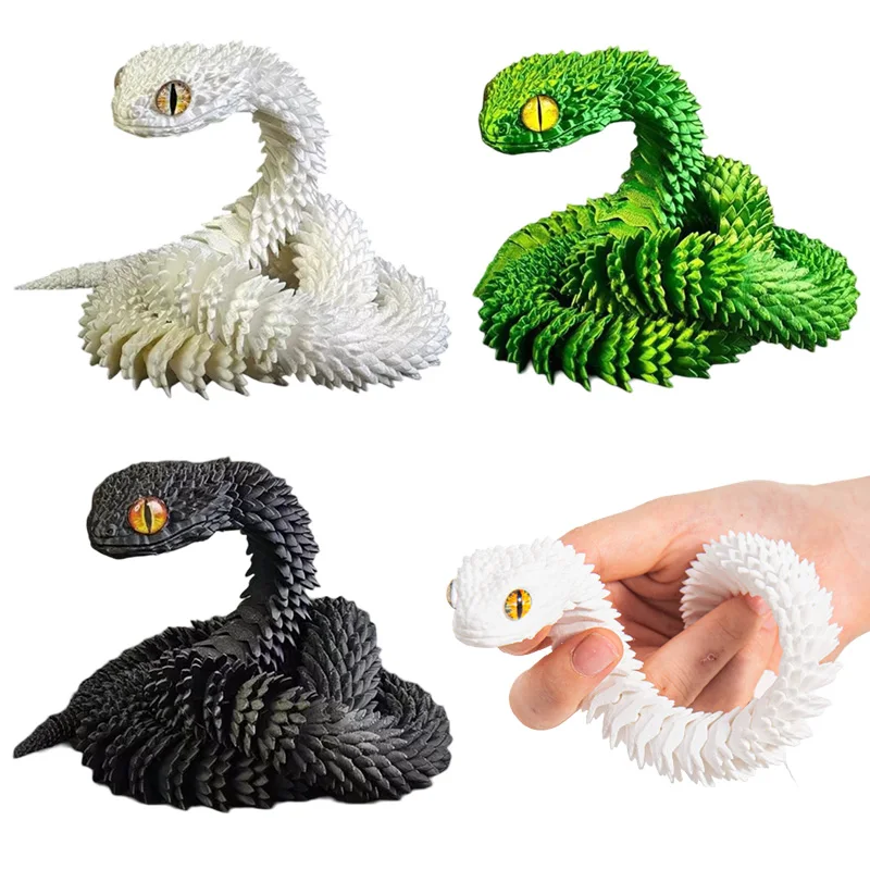 30-60cm 3D Printed Snake Flexible Joint Snake Model Toy Printed Figure Office Desktop Decor Ornament Birthday Gift Stress Relief